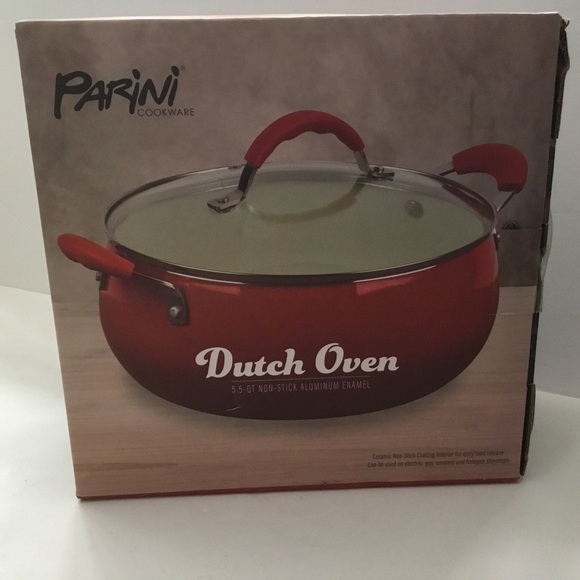 Parini Kitchen Dutch Oven With Cover And Vent Hole New Parini Red